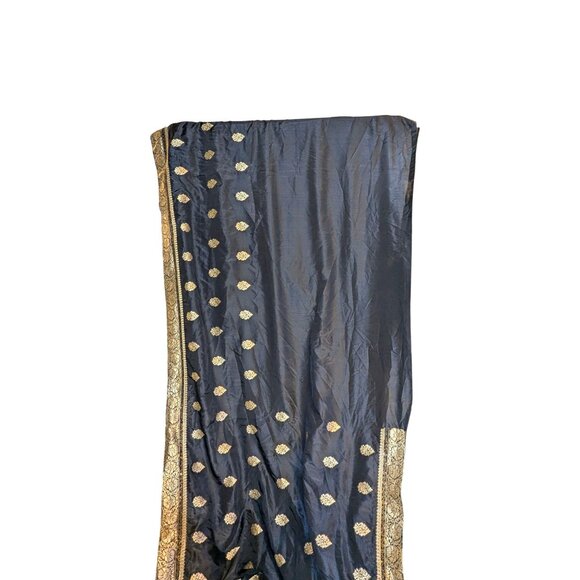 Blue & Gold Saree By Rapid - Picture 2 of 3